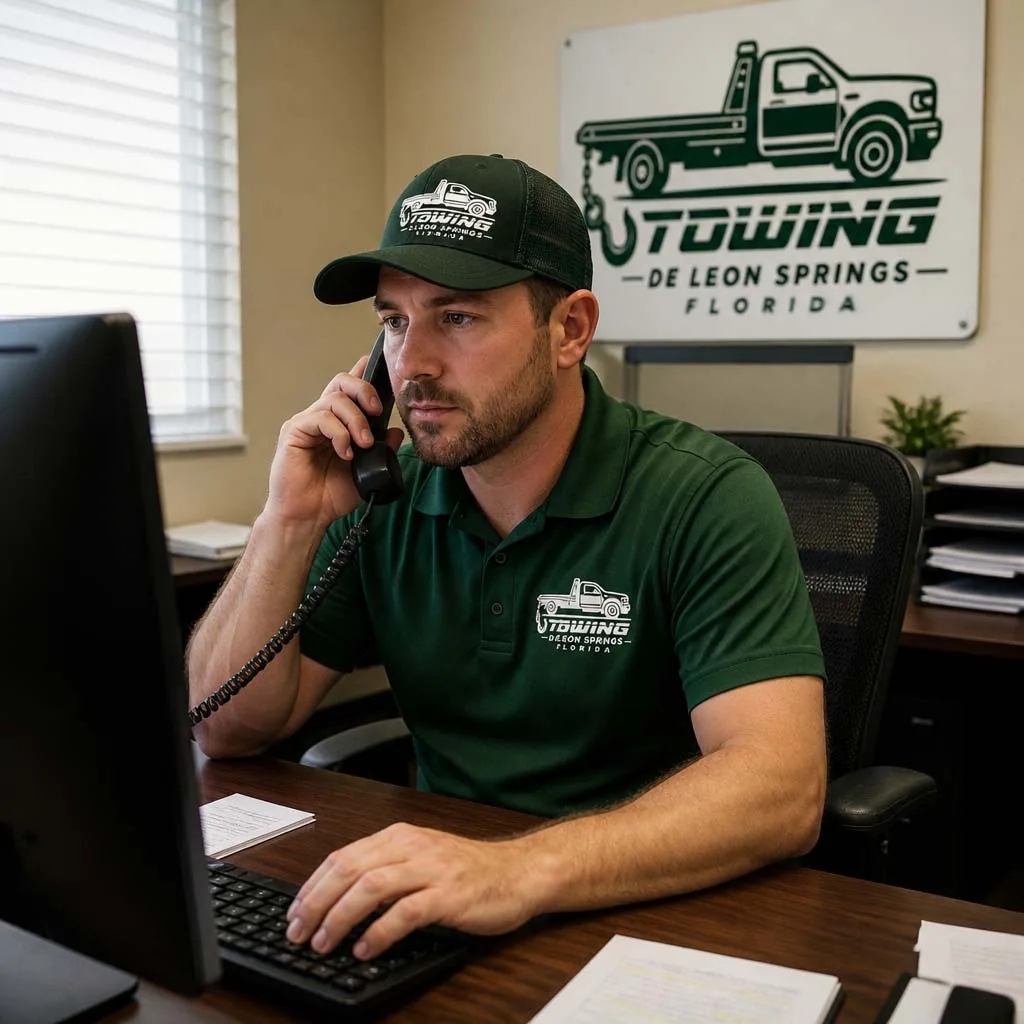 Contact De Leon Springs Towing, open 24/7 De Leon Springs Towing dispatch ready to take a call