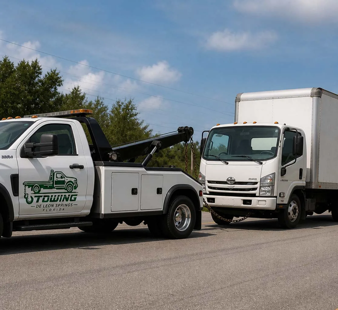 Heavy-Duty Towing in De Leon Springs, FL Heavy-duty tow truck recovering a semi near I-4